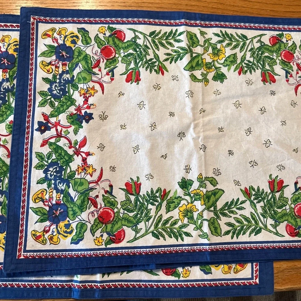 Williams Sonoma French Provenance Floral Border Cotton Placemats set of 3